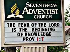 Church sign: The fear of the lord is the beginning of knowledge