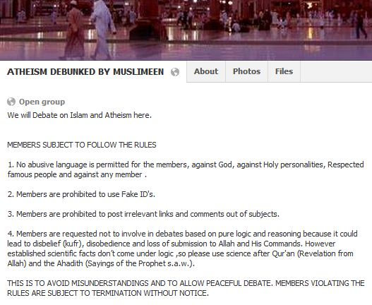 Screen capture of rules