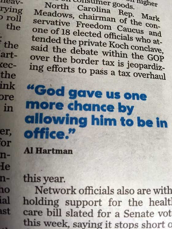 God gave us one more chance by allowing him to be in office